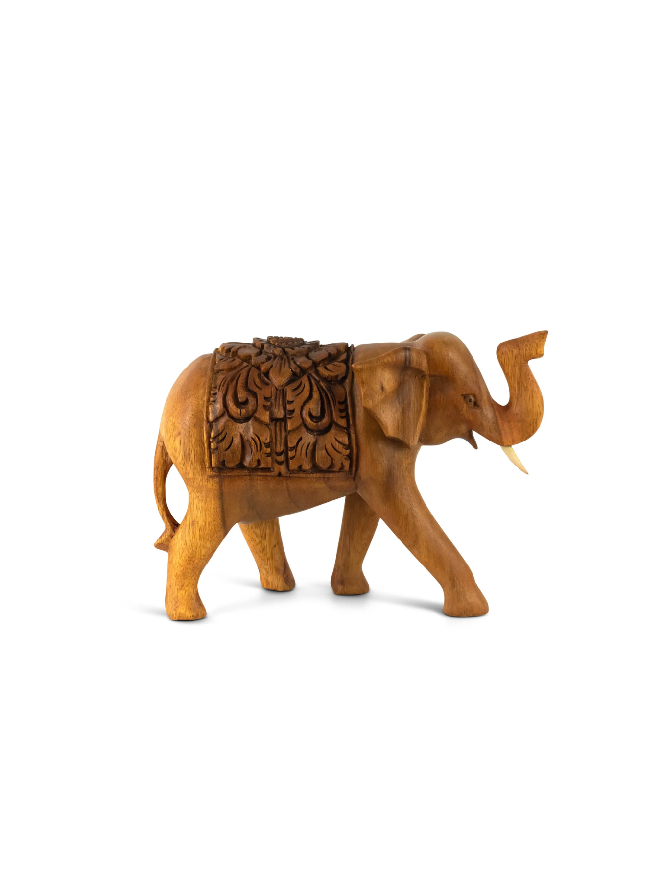 Wooden Hand Carved Thai Elephant Statue Figurine Sculpture Art Decorative Rustic Home Decor Accent Handmade Handcrafted Decoration Wood
