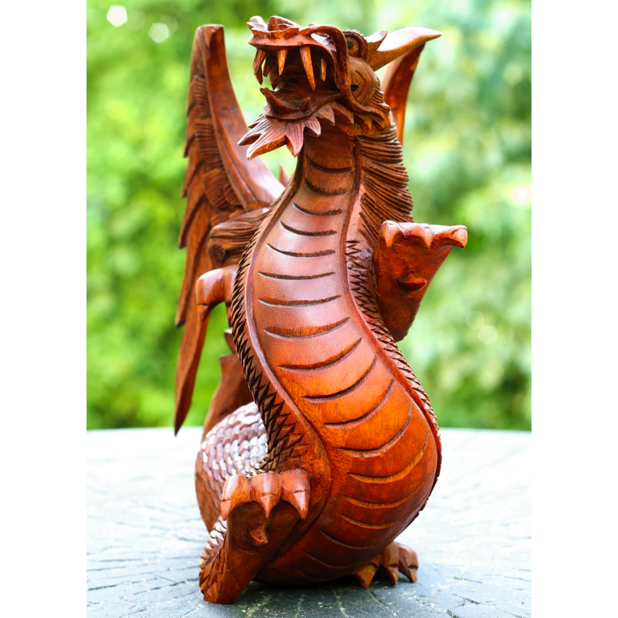 Wooden Dragon Handmade Sculpture Statue Handcrafted Gift Art Decorativ