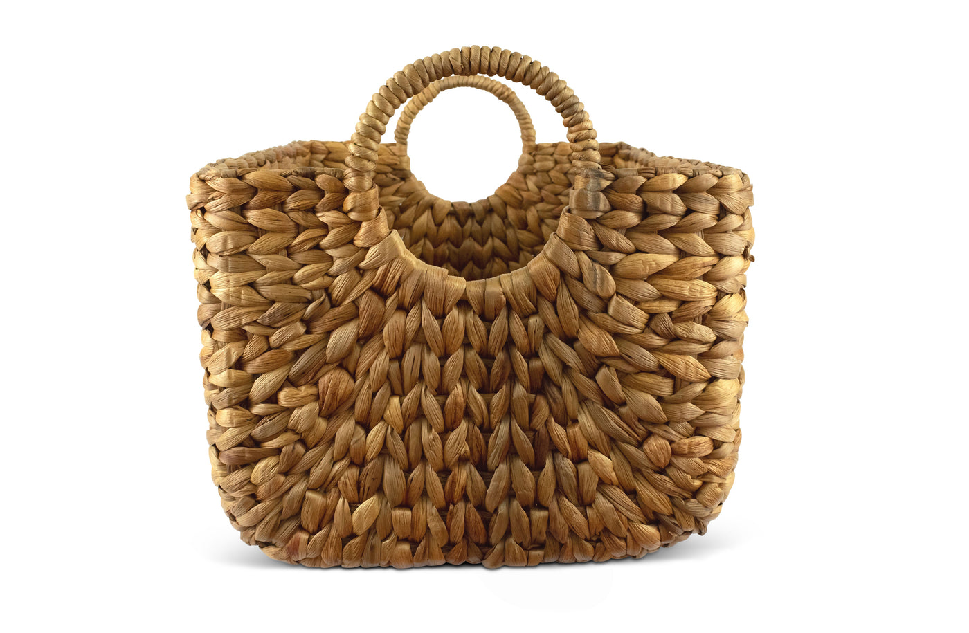 Large Hand Woven Water Hyacinth Storage Basket Shelf Organizer Rectangular Wicker Baskets with Handles 15 x 11 x 11 inches