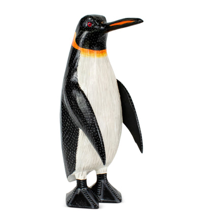Wood Penguin Figurine – Hand Carved Arctic Animal Statue, Winter Shelf Decor