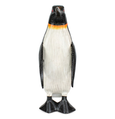 Wood Penguin Figurine – Hand Carved Arctic Animal Statue, Winter Shelf Decor