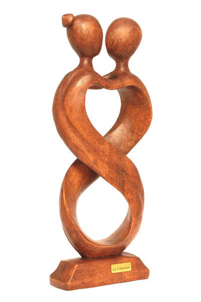 12" Wooden Handmade Abstract Sculpture Statue Handcrafted "Infinite Love" Gift Decorative Home Decor Figurine Accent Decoration Artwork Hand Carved
