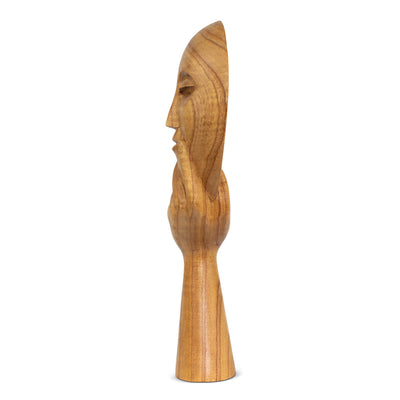 16" Wooden Hand Carved Abstract Thinker Mask Stand Alone Statue or Wall Hanging Sculpture Decor Handmade Home Accent Handcrafted Thinking Figurine Art