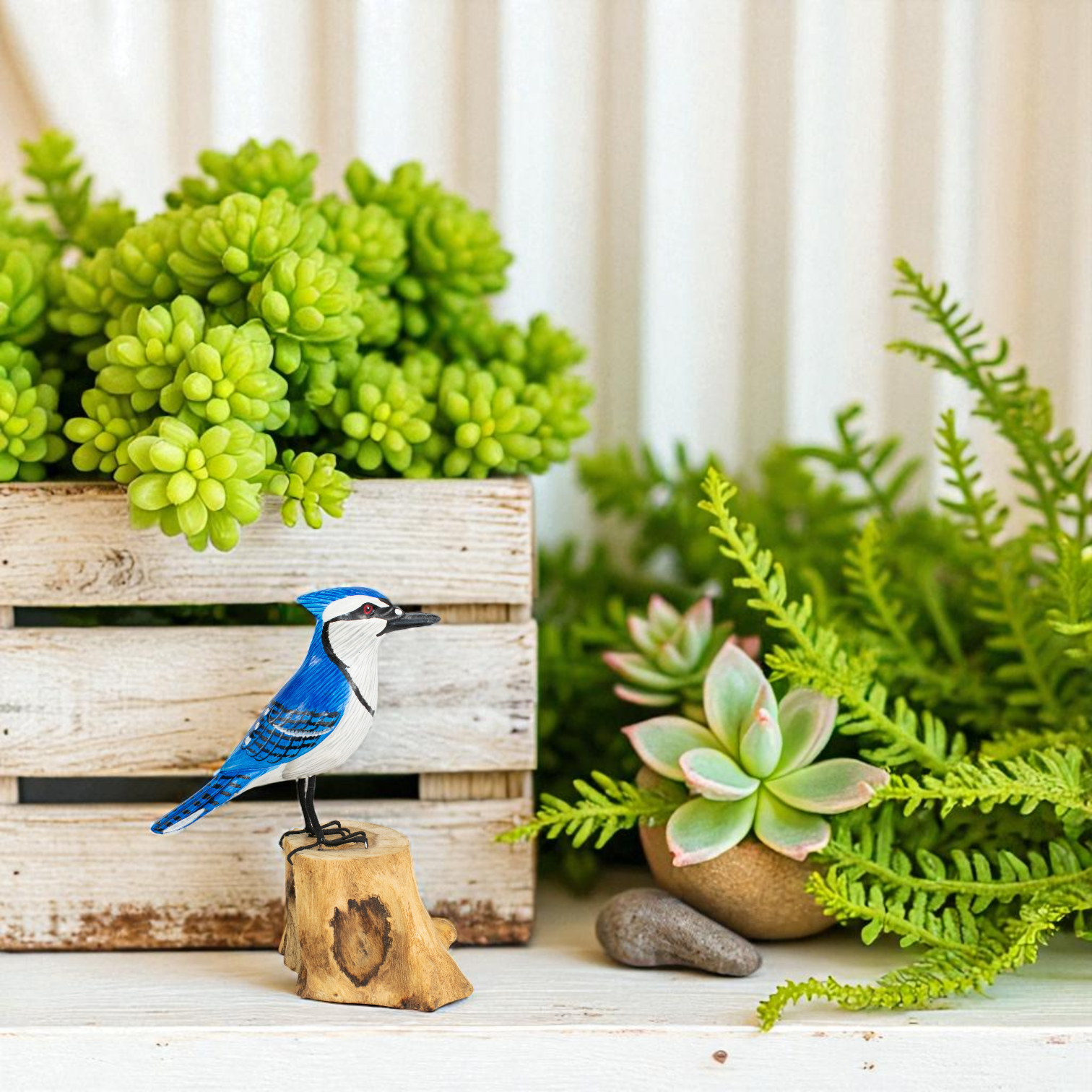 thumbnail image 2 of Handmade Bluebird Figurine, Ceramic Bird Realistic Wildlife Decor 2 of 13