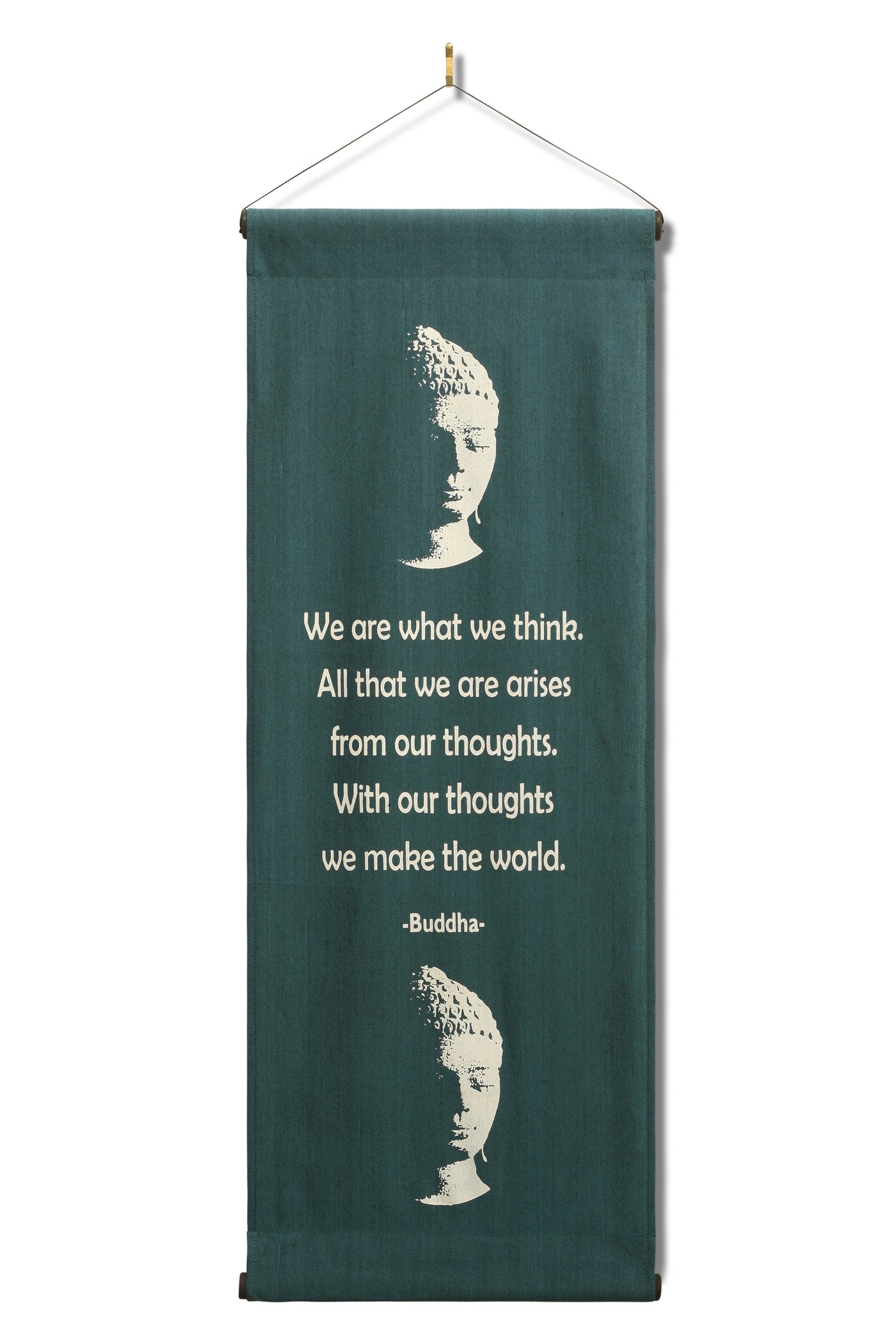 Inspirational Wall Hanging Scroll, "Buddha - We Are What We Think" Banner, Inspiring Quote  Affirmation Motivational Uplifting Thought Saying Tapestry