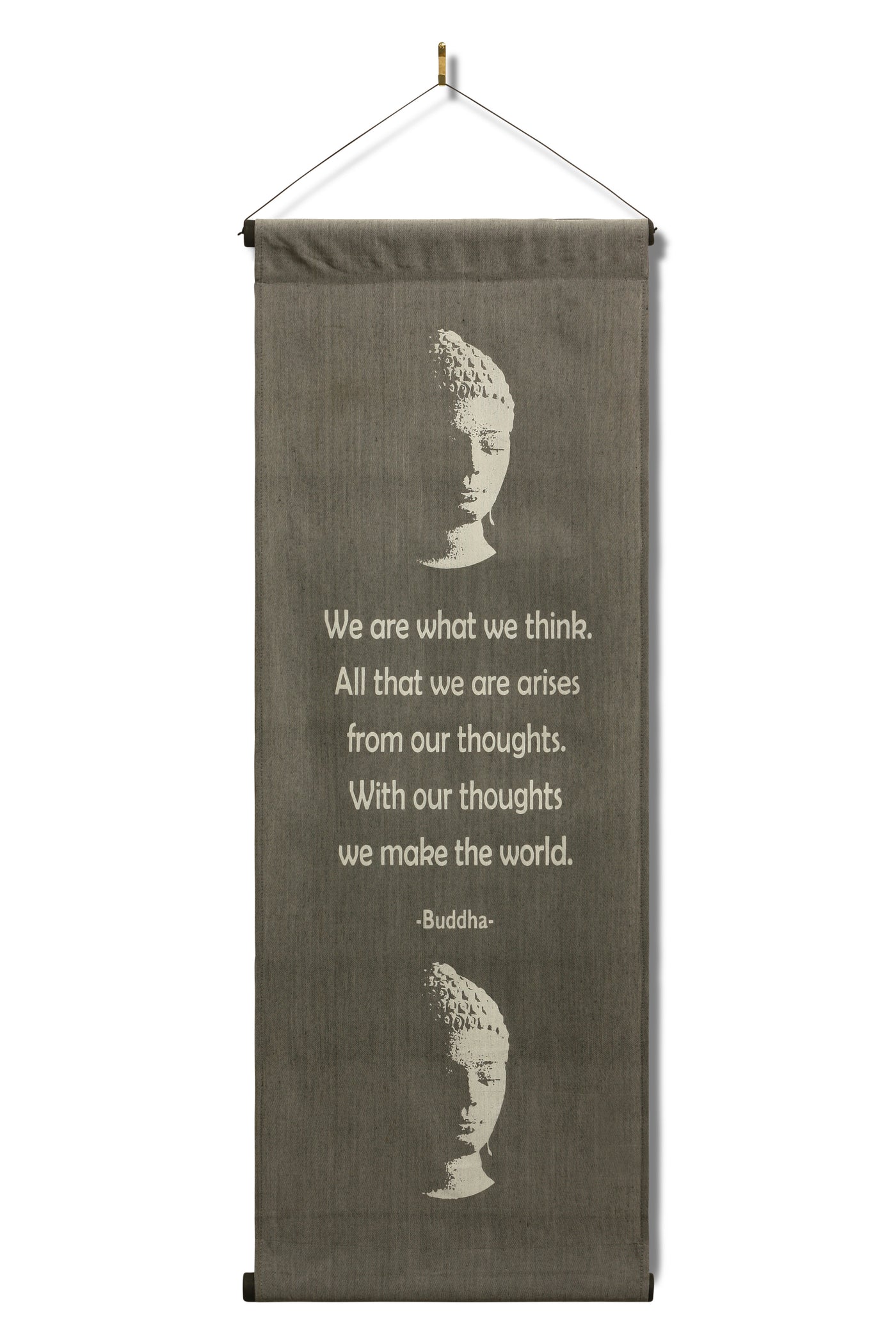 Inspirational Wall Hanging Scroll, "Buddha - We Are What We Think" Banner, Inspiring Quote  Affirmation Motivational Uplifting Thought Saying Tapestry