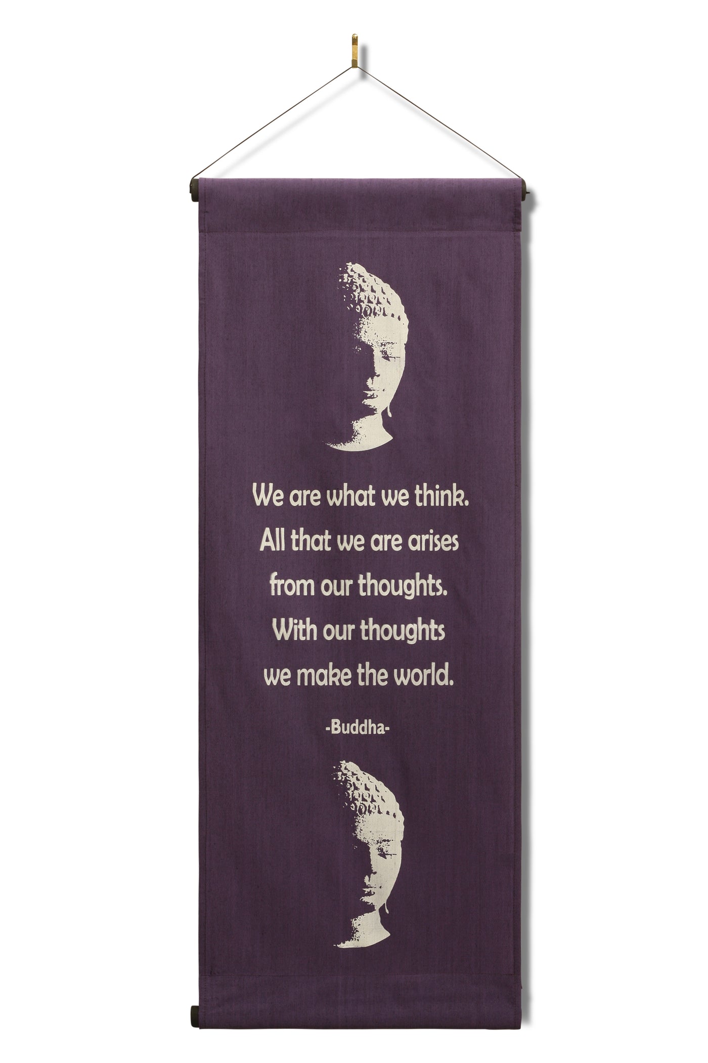 Inspirational Wall Hanging Scroll, "Buddha - We Are What We Think" Banner, Inspiring Quote  Affirmation Motivational Uplifting Thought Saying Tapestry