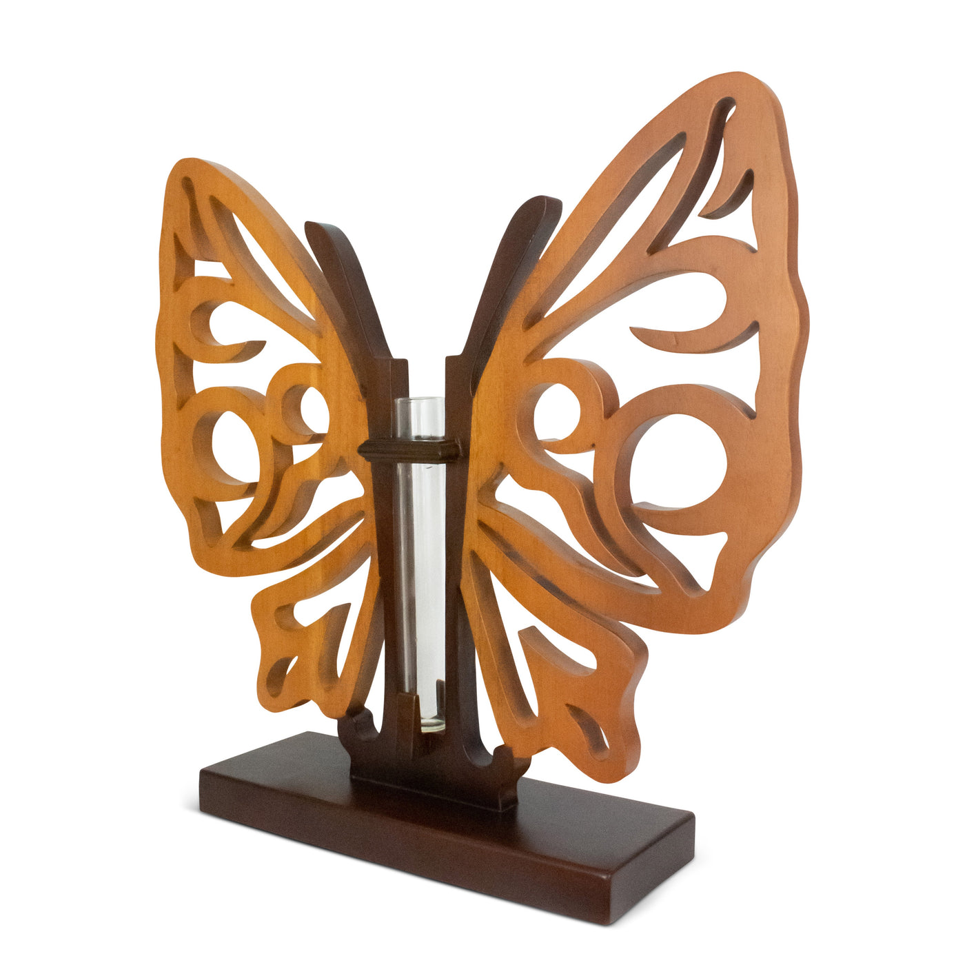 16" Handmade Wooden Butterfly Vase Decor Hand Carved Decorative Accent Handcrafted Art Home Decoration Gift Butterfly