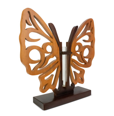 16" Handmade Wooden Butterfly Vase Decor Hand Carved Decorative Accent Handcrafted Art Home Decoration Gift Butterfly