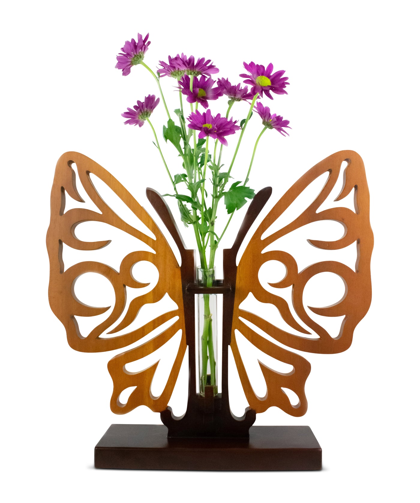 16" Handmade Wooden Butterfly Vase Decor Hand Carved Decorative Accent Handcrafted Art Home Decoration Gift Butterfly