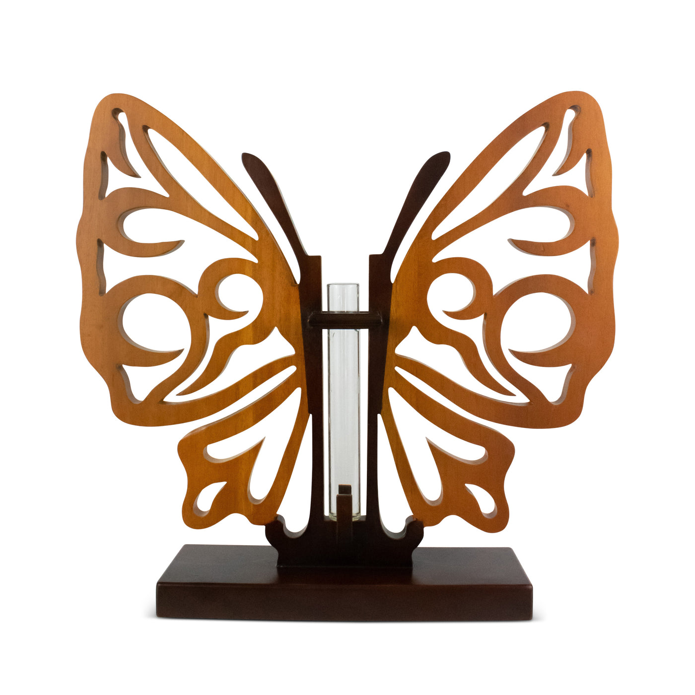 16" Handmade Wooden Butterfly Vase Decor Hand Carved Decorative Accent Handcrafted Art Home Decoration Gift Butterfly