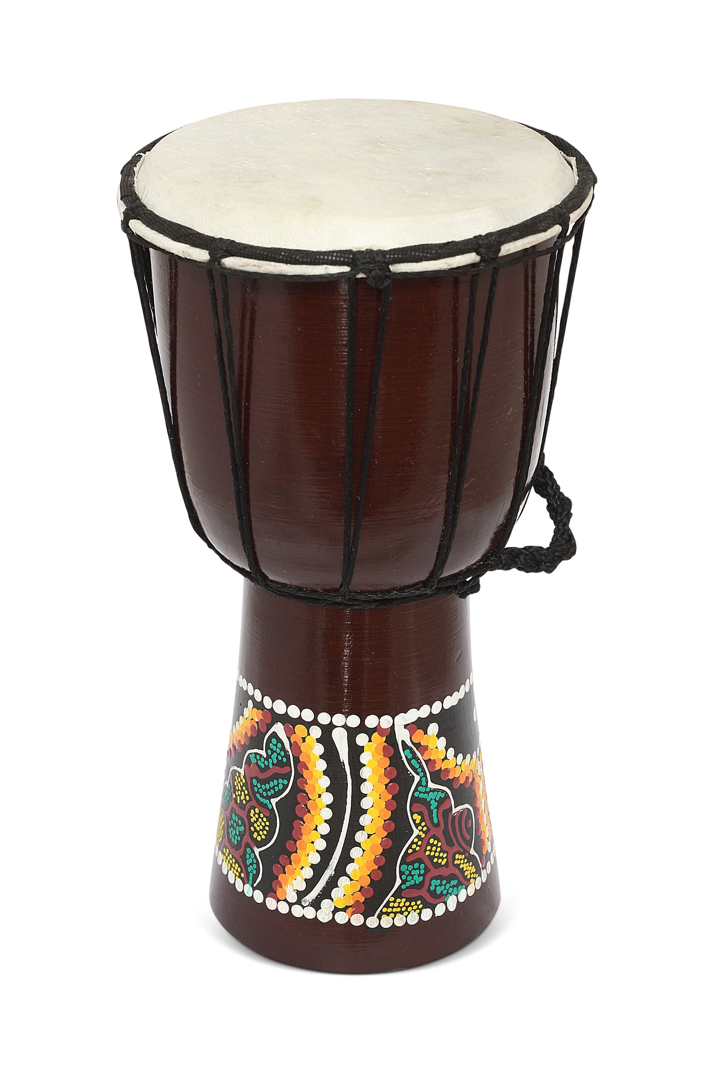 Traditional African style percussion drum hand carved by Indonesian artisan