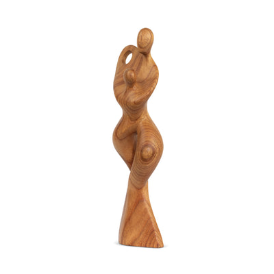 14" Wooden Handmade Abstract Sculpture Statue Handcrafted "Dance with Me" Gift Decorative Home Decor Figurine Accent Decoration Artwork Hand Carved