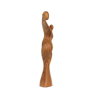 14" Wooden Handmade Abstract Sculpture Statue Handcrafted "Dance with Me" Gift Decorative Home Decor Figurine Accent Decoration Artwork Hand Carved