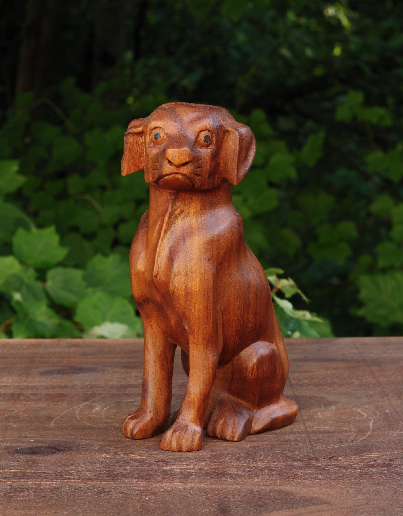 8" Wooden Hand Carved Dog Figurine Decor Sculpture 