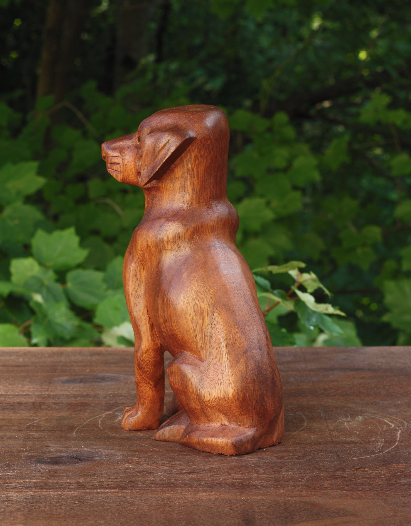 8" Wooden Hand Carved Dog Figurine Decor Sculpture Art Statue Home Decor Accent Lodge Wooden Handmade Handcrafted Decoration