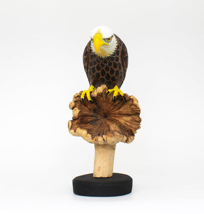 9" Wooden Handmade American Eagle Figurine Statue Painted Handcrafted Sculpture Art Hand Carved Rustic Lodge Outdoor Home Decor Us Accent