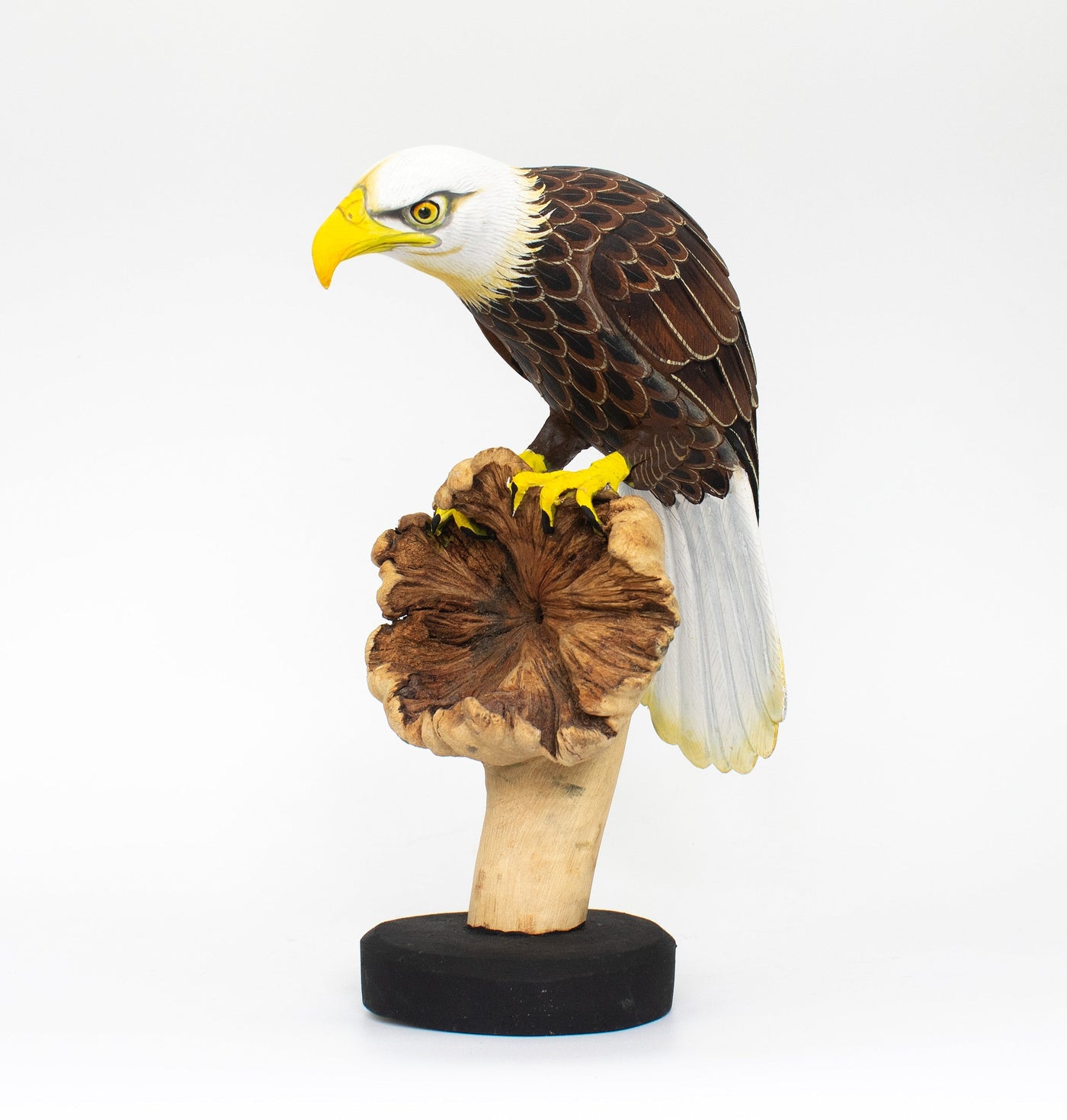 9" Wooden Handmade American Eagle Figurine Statue Painted Handcrafted Sculpture Art Hand Carved Rustic Lodge Outdoor Home Decor Us Accent