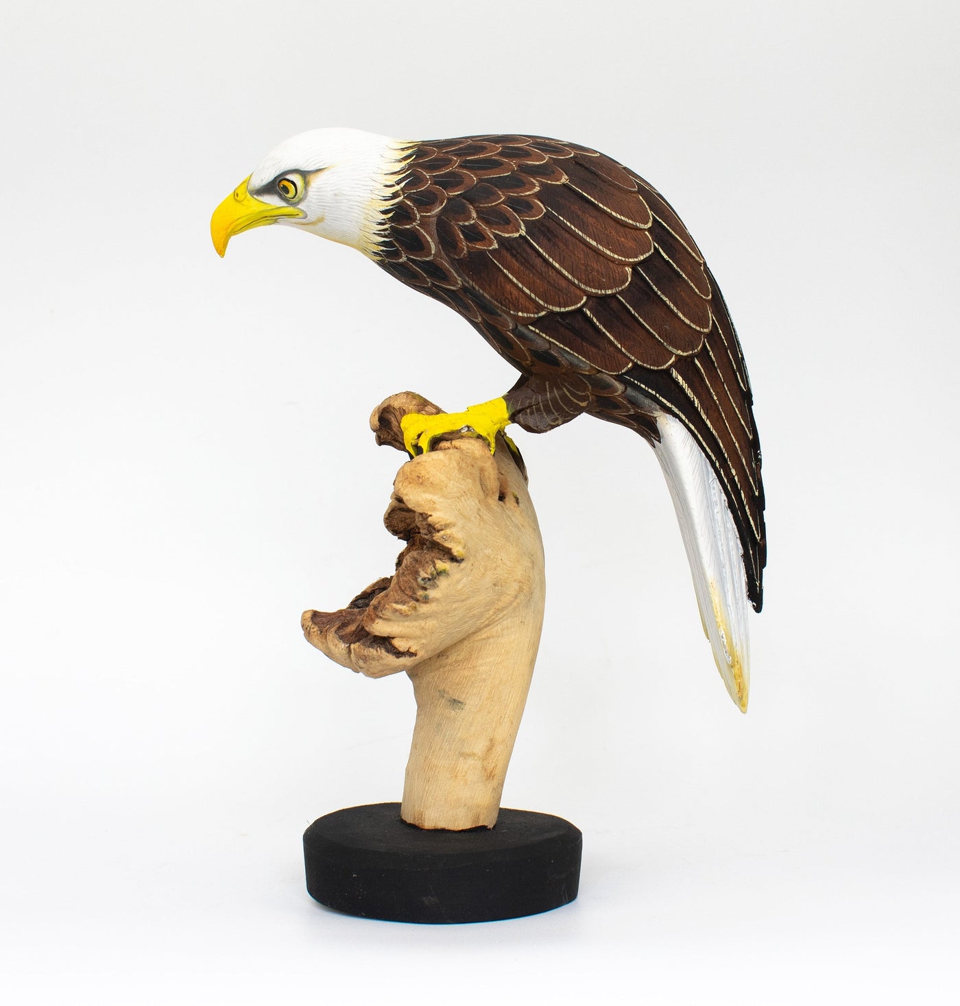 Wooden Handmade American Eagle US Statue Painted Figurine Sculpture