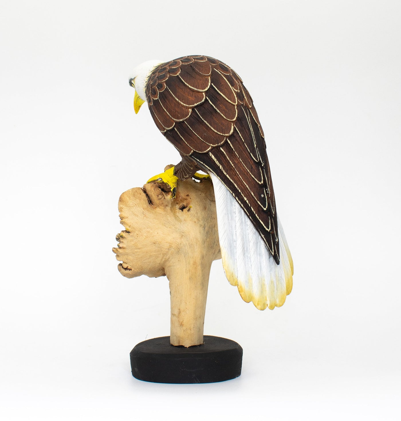 9" Wooden Handmade American Eagle Figurine Statue Painted Handcrafted Sculpture Art Hand Carved Rustic Lodge Outdoor Home Decor Us Accent