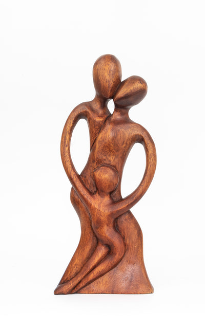 Wooden Handmade Abstract Sculpture Statue Handcrafted "Family" Figurine