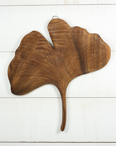 12" Hand Carved Wooden Ginkgo Leaf Wall Panel – Nature-Inspired Botanical Wall Art, Rustic Home Decor