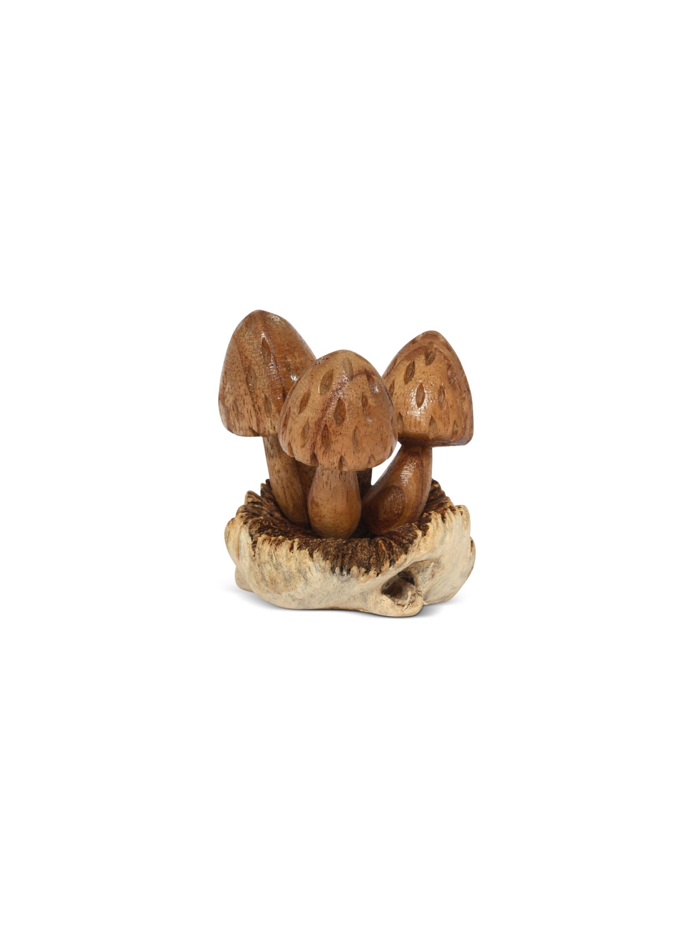 3.5 inch mini wooden mushroom figurine rustic woodland carving