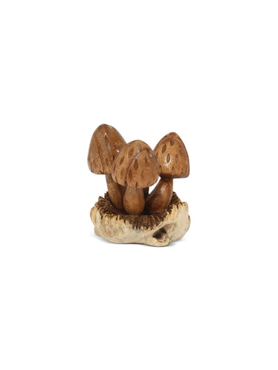3.5 inch mini wooden mushroom figurine rustic woodland carving