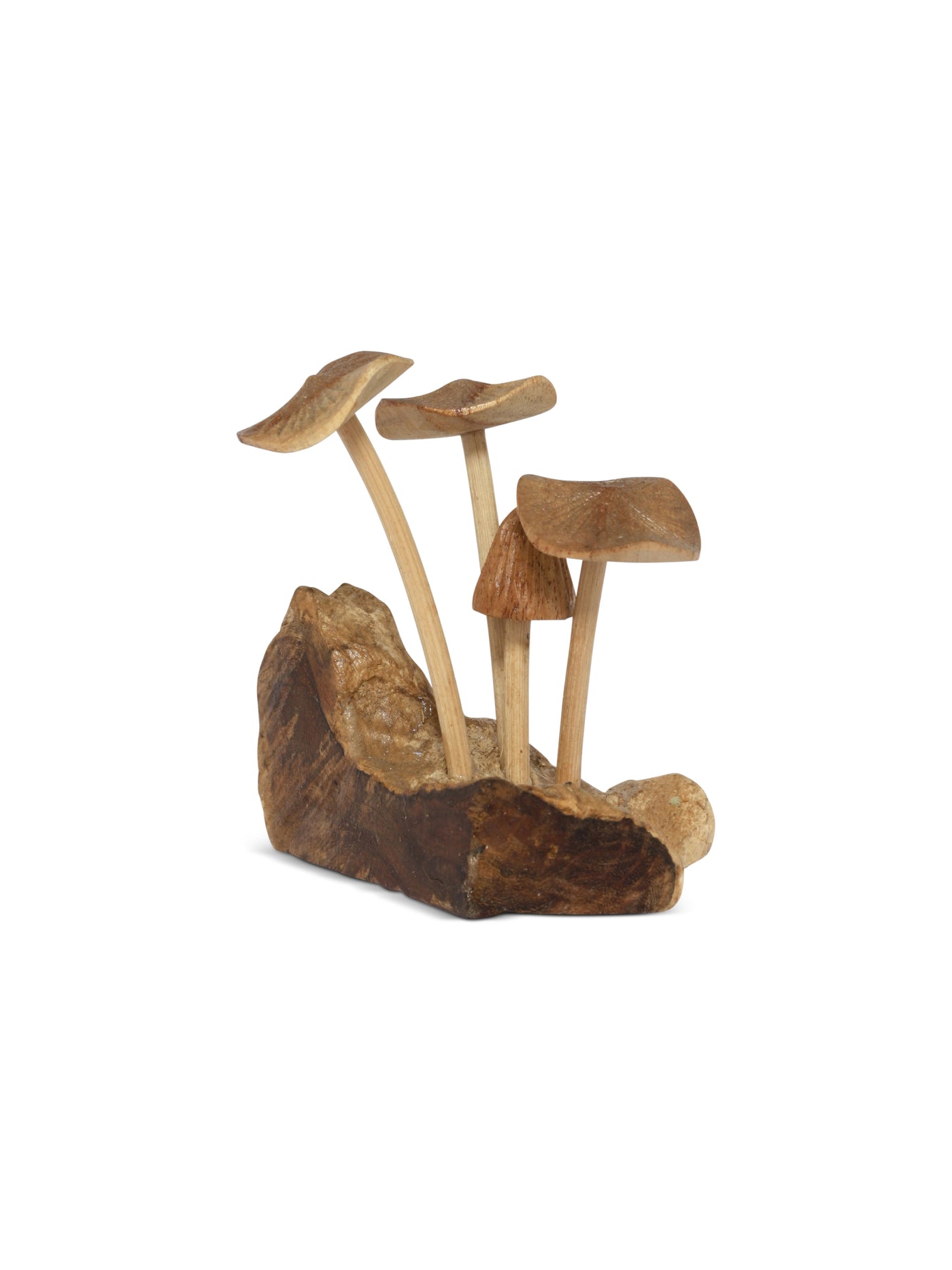 4" Mini Hand Carved Wooden Mushroom Figurine – Rustic Woodland Accent