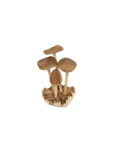 Wooden mushroom decorative item on a white background