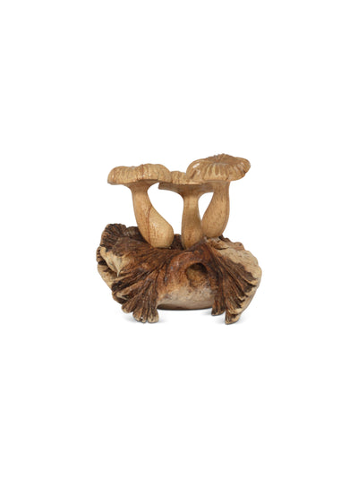 Woodland mushroom cluster carving handmade by Indonesian artisan