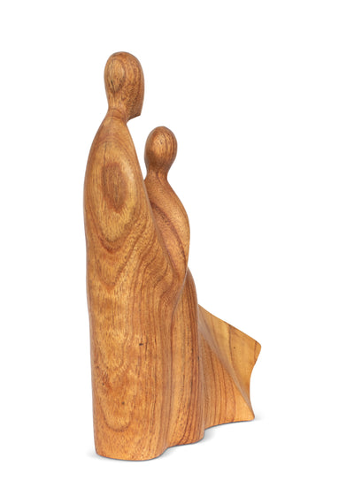 Wooden Handmade Abstract Mother and Child Loving Figurine Sculpture Statue Handcrafted Gift Decorative Home Decor Accent Decoration Artwork Hand Carved