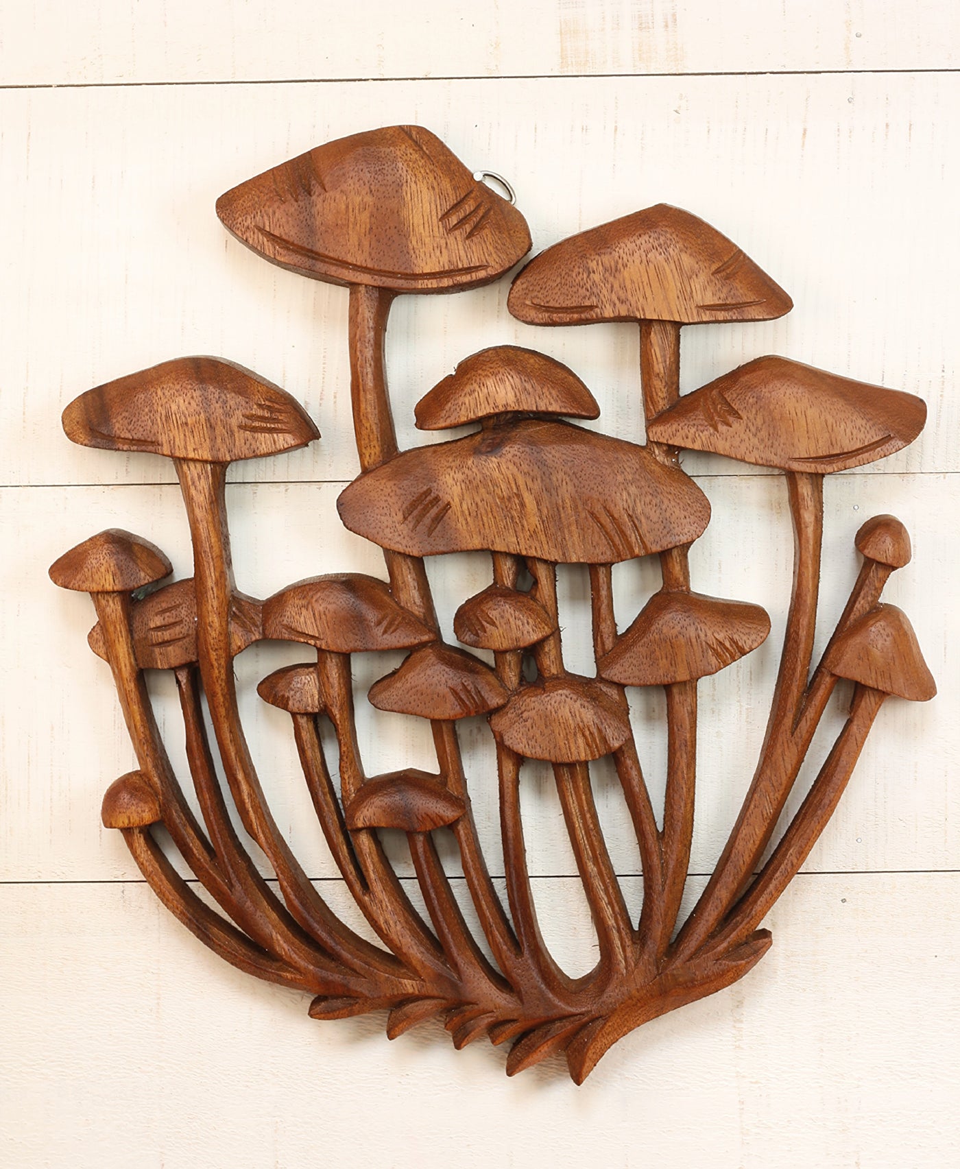 12" Wood Mushroom Wall Panel – Hand Carved Nature Wall Art, Rustic Woodland Home Decor