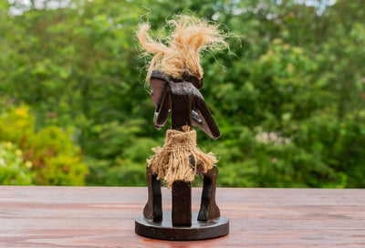 Handmade Wooden Primitive Tribal Playing Violin Funny Statue Sculpture Tiki Bar Handcrafted Unique Gift Home Decor Figurine Decoration Hand Carved