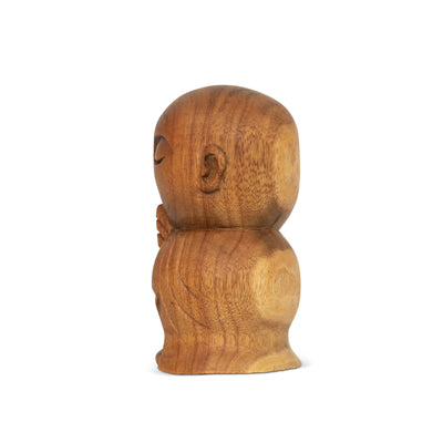 Wooden Hand Carved Praying Buddha Monk Figurine Statue Sculpture Handmade Gift Home Decor Accent Handcrafted Decoration