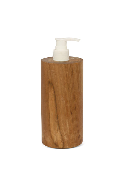 Round wooden soap dispenser hand carved cylinder lotion pump bathroom kitchen