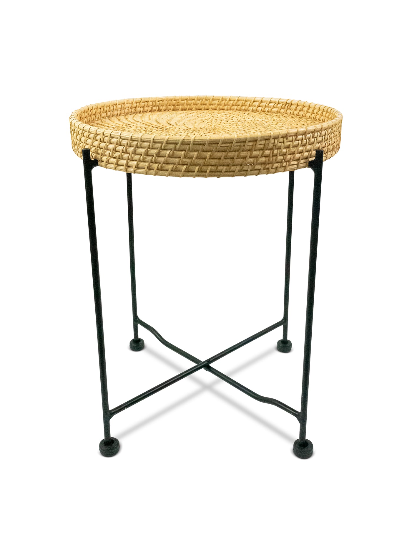 18" Hand Woven Rattan End Table Night Stand Accent Display Side Table Home Decor