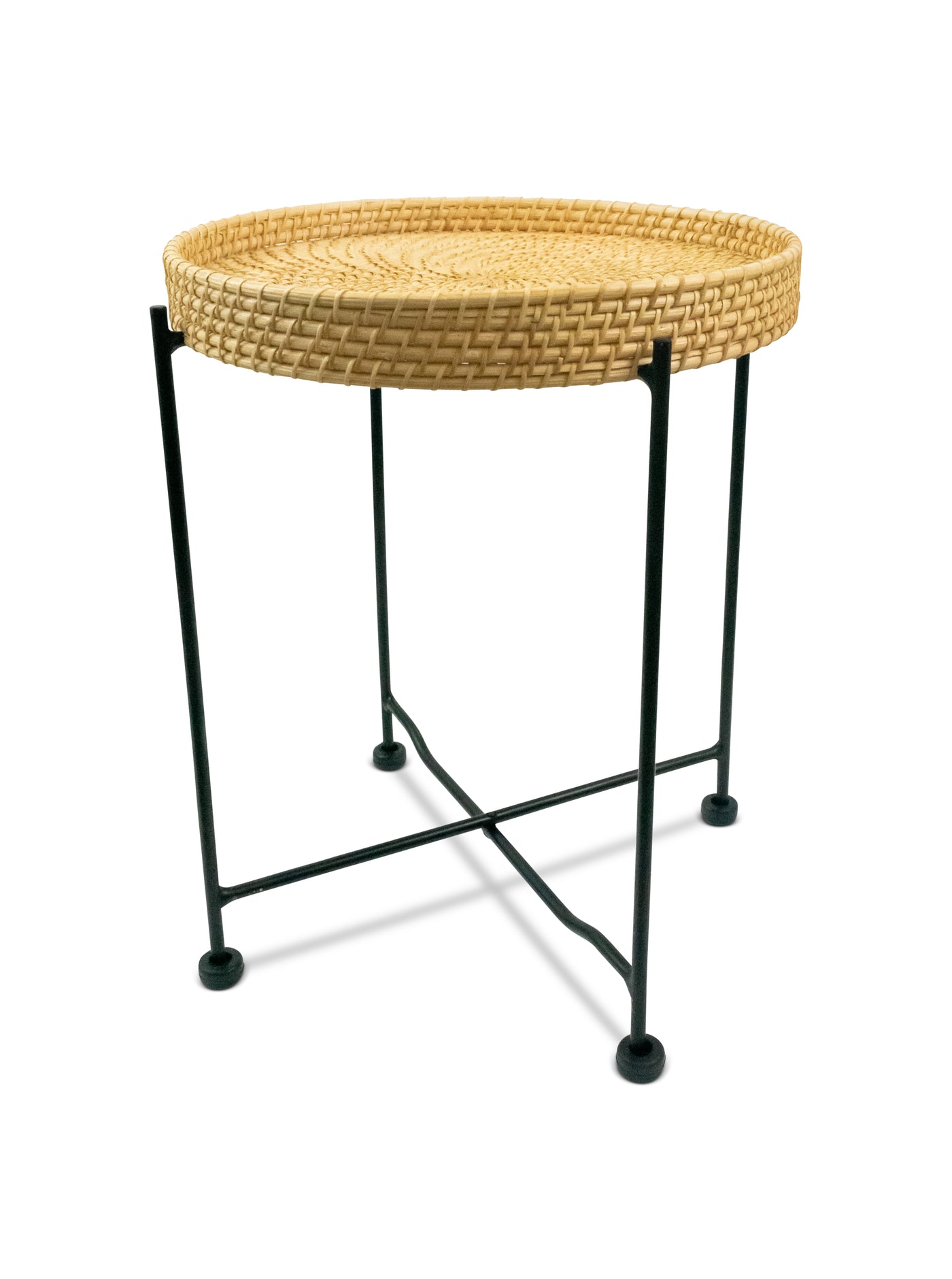 18" Hand Woven Rattan End Table Night Stand Accent Display Side Table Home Decor