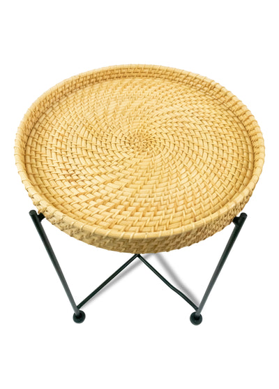 18" Hand Woven Rattan End Table Night Stand Accent Display Side Table Home Decor