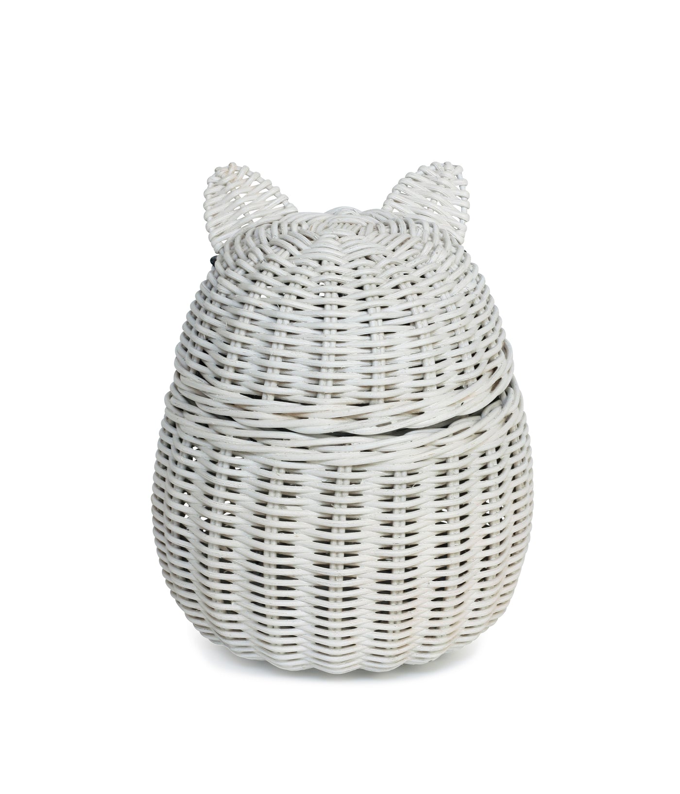 Cat Rattan Storage Basket with Lid Decorative Bin Home Decor Hand Woven Shelf Organizer Cute Handmade Handcrafted Gift Art Artwork Wicker Kitten