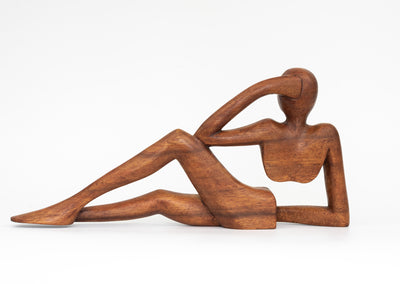 12" Wooden Handmade Abstract Sculpture Handcrafted "Relaxing Man B" Home Decor Decorative Figurine Accent Decoration Hand Carved Statue