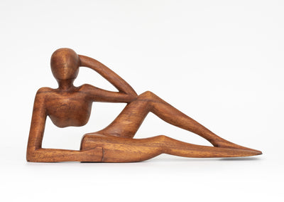  Wooden Handmade Abstract Sculpture "Relaxing Man B" Home Decor Figurine Hand Carved Statue