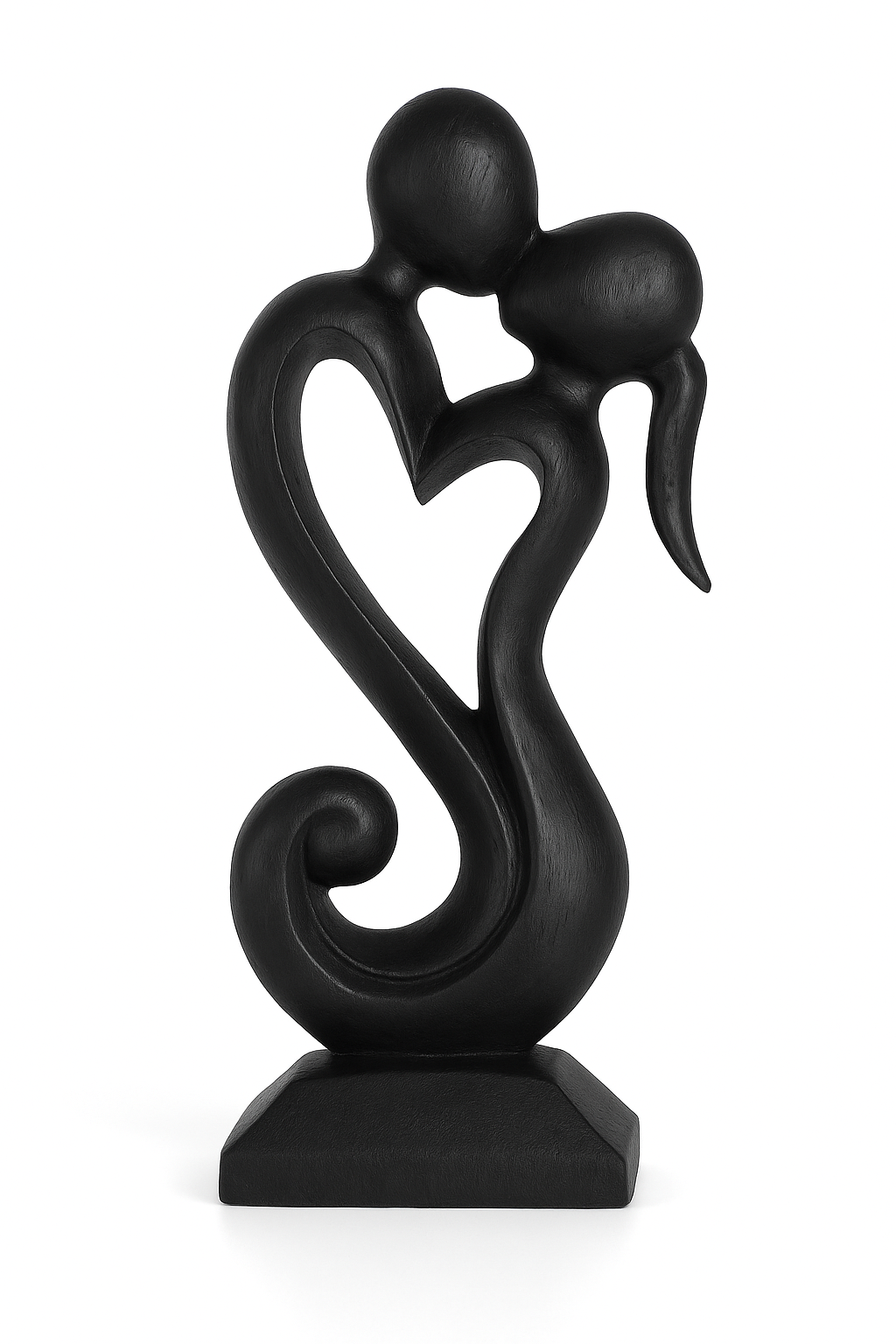 12" Wooden Handmade Abstract Sculpture Statue Handcrafted "Eternal Love" Gift Decorative Home Decor Figurine Accent Decoration Artwork Hand Carved - Black