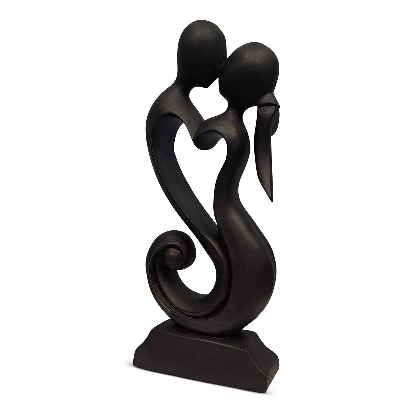 12" Wooden Handmade Abstract Sculpture Statue Handcrafted "Eternal Love" Gift Decorative Home Decor Figurine Accent Decoration Artwork Hand Carved - Black