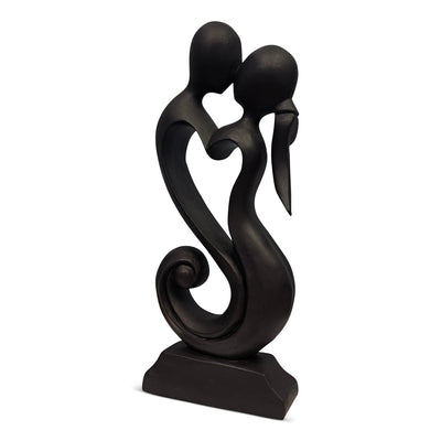 12" Wooden Handmade Abstract Sculpture Statue Handcrafted "Eternal Love" Gift Decorative Home Decor Figurine Accent Decoration Artwork Hand Carved - Black