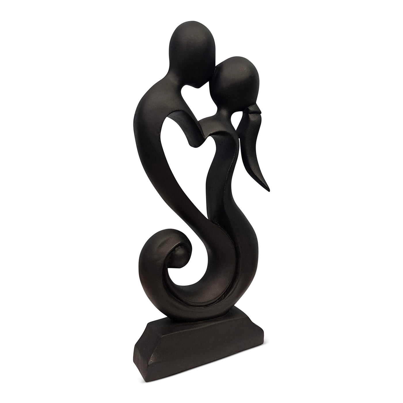 12" Wooden Handmade Abstract Sculpture Statue Handcrafted "Eternal Love" Gift Decorative Home Decor Figurine Accent Decoration Artwork Hand Carved - Black