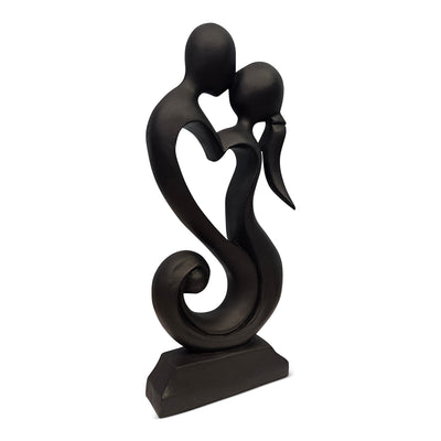 12" Wooden Handmade Abstract Sculpture Statue Handcrafted "Eternal Love" Gift Decorative Home Decor Figurine Accent Decoration Artwork Hand Carved - Black