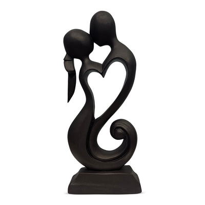 12" Wooden Handmade Abstract Sculpture Statue Handcrafted "Eternal Love" Gift Decorative Home Decor Figurine Accent Decoration Artwork Hand Carved - Black