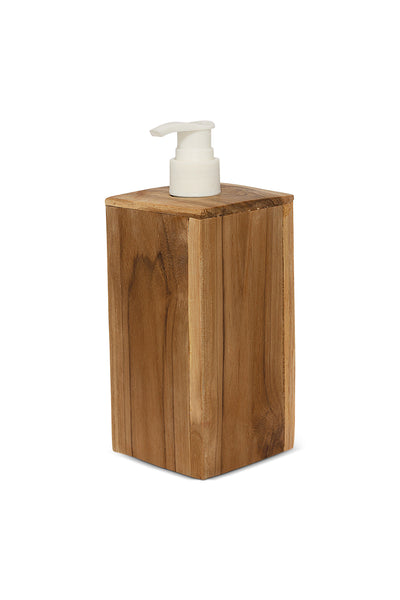 Square wooden soap dispenser hand carved lotion pump rustic bathroom décor