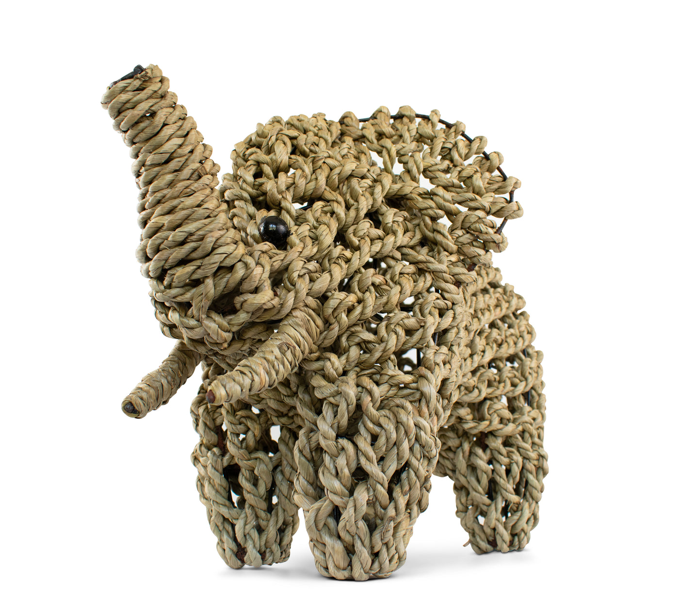 Hand Woven Seagrass Elephant Statue Sculpture Figurine Home Decor Decorative Handmade Handcrafted Gift Art Decoration Artwork